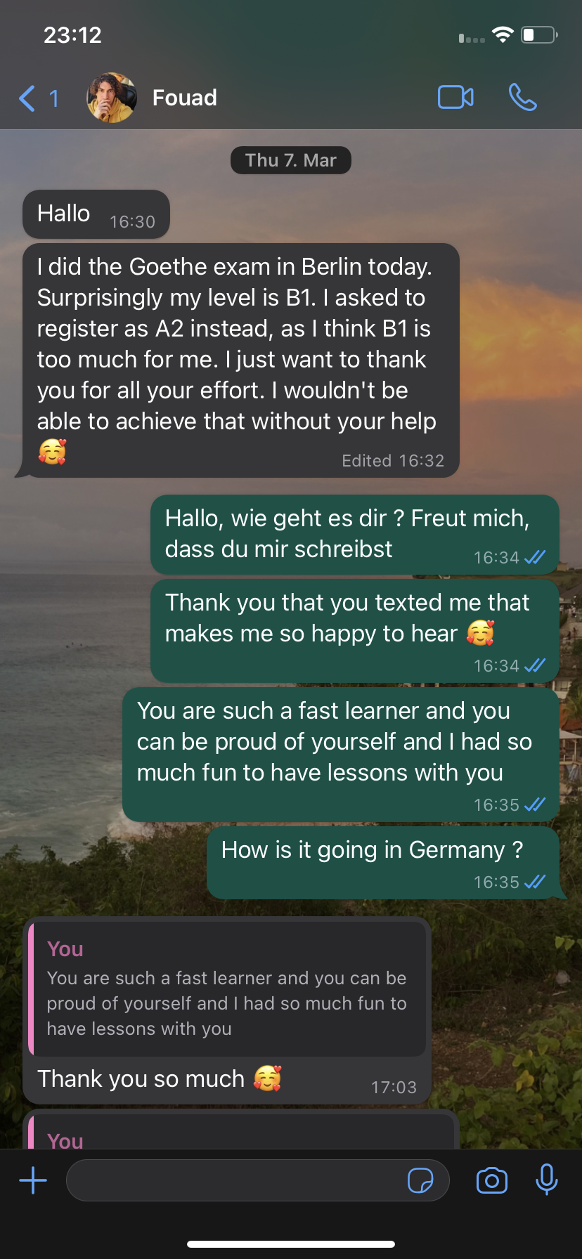 Student testimonial